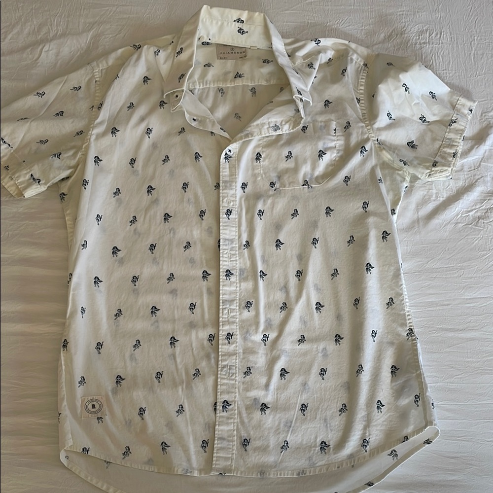 7 Diamonds Men's White Printed Shirt